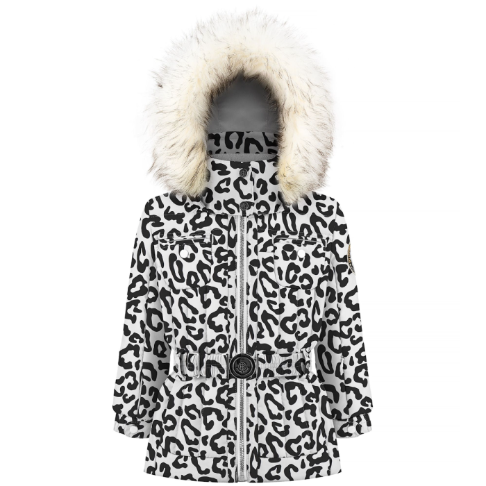 Poivre Blanc Baby Girl Ski Jacket with Leopard Print Jackets