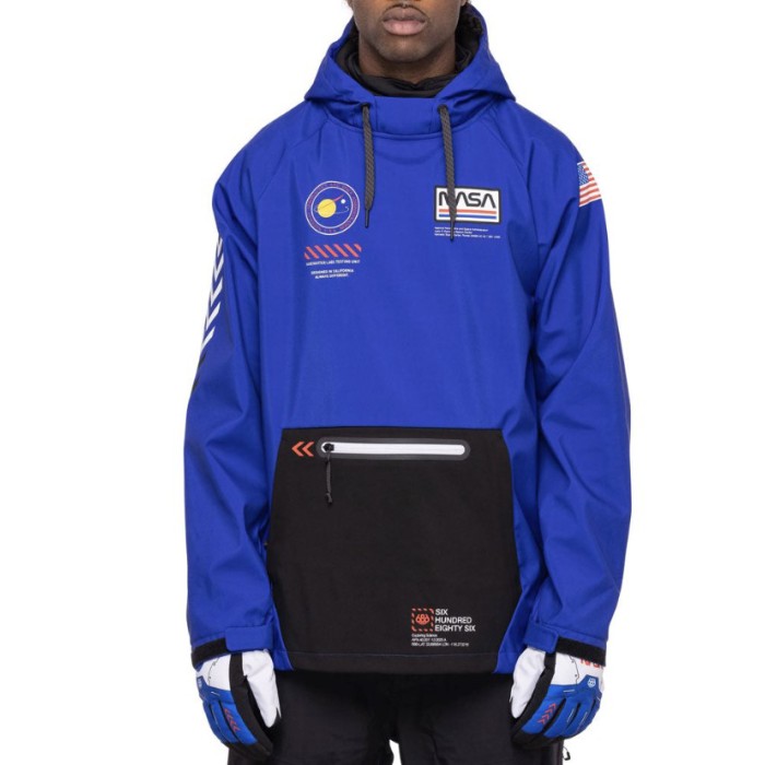 686 Men's Waterproof Jacket Hoodie NASA Blue