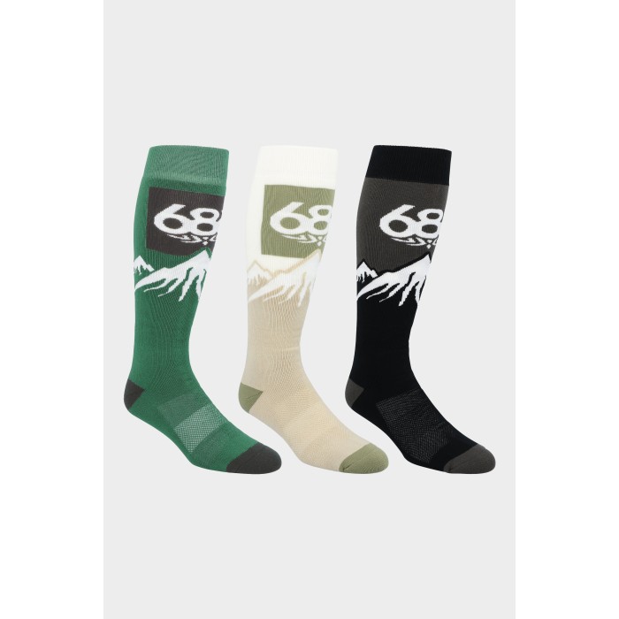 686 Men's Ski - Snowboard Socks Snow Caps 3 Pack SNOW WEAR