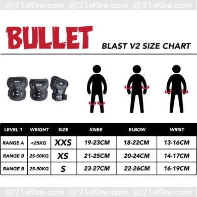 Bullet Junior Τριπλό Σετ Προστατευτικών Padset Blast V2 Bullet Junior Τριπλό Σετ Προστατευτικών Padset Blast V2
