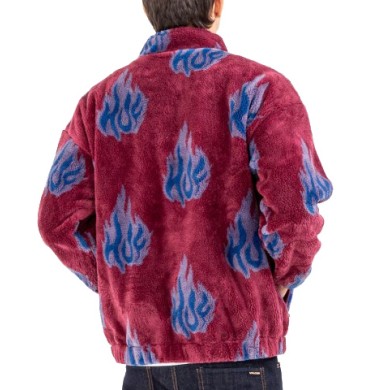 Huf Men's Zip Sherpa Fleece Hoodie Flamin