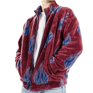 Huf Men's Zip Sherpa Fleece Hoodie Flamin