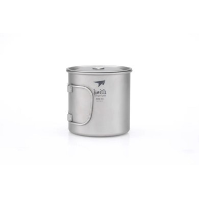 Keith Mug Single-Wall Titanium Mug With Folding Handle And Lid 650ml