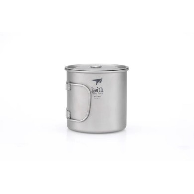 Keith Mug Single-Wall Titanium Mug With Folding Handle And Lid 650ml Camping