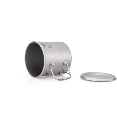 Keith Mug Single-Wall Titanium Mug With Folding Handle And Lid 650ml Camping