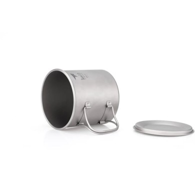 Keith Titanium Κούπα Μονού Τοιχώματος με Πτυσσόμενο Χερούλι και Καπάκι 650ml Κατασκήνωσης