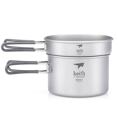 Keith Titanium 2-Piece Pot And Pan Cook Set 800/400ml Camping CAMPING