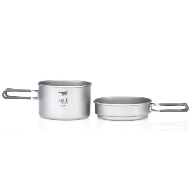 Keith Titanium Σετ Μαγειρικής 2-τεμ Κατσαρόλα και Τηγάνι 800/400ml Κατασκήνωσης CAMPING