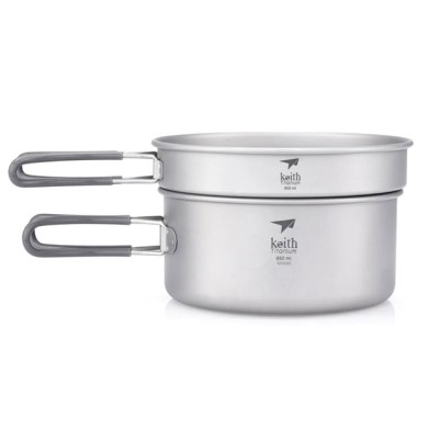 Keith Titanium Pot And Pan 2-Piece Cook Set 950/600ml Camping CAMPING