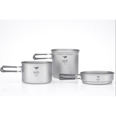Keith Titanium Σετ 3-τεμ Μαγειρικά Σκεύη Κατασκήνωσης