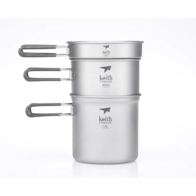 Keith Titanium Σετ 3-τεμ Μαγειρικά Σκεύη Κατασκήνωσης