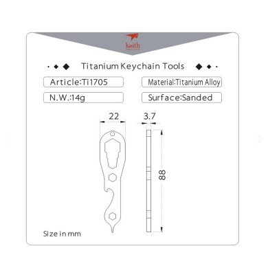 Keith Tool Titanium Keychain Camping