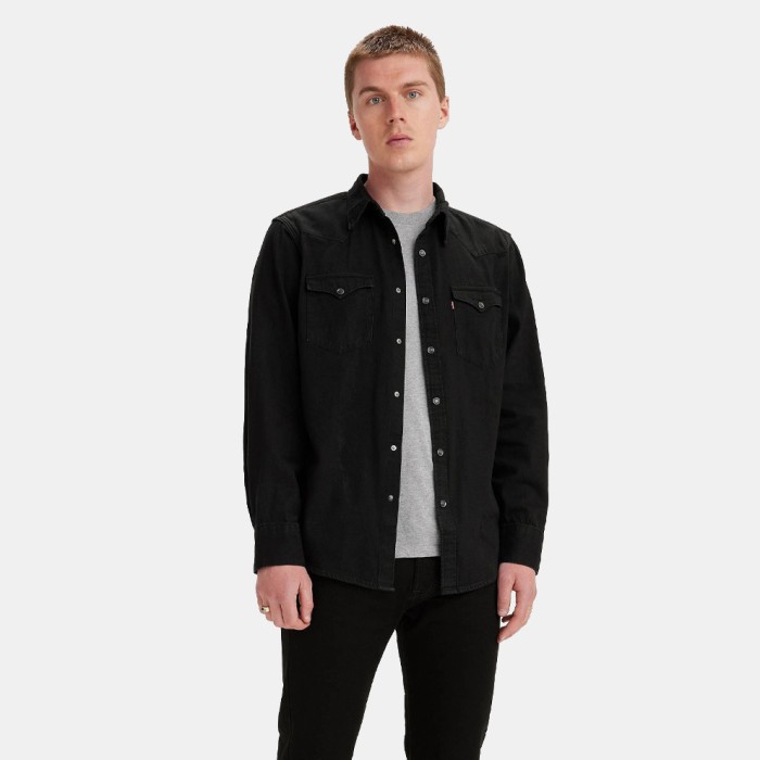 Levi's Men's Black Shirt Barstow Western Standard 