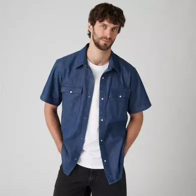 Levi's Men's Short Sleeve Denim Shirt Relaxed Fit Western STREET WEAR