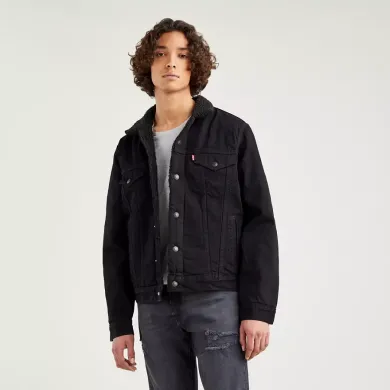 Levi's Men's Sherpa Black Jacket Type 3 Trucker 