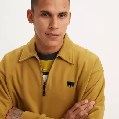Levi's Men's Knit Skate New Quarter Zip Neutrals STREET WEAR