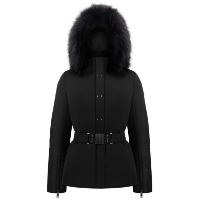Poivre Blanc Γυναικείο Μαύρο Ski Μπουφάν με Αποσπώμενη Faux Κουκούλα