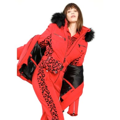 Poivre Blanc Γυναικεία Ολόσωμη Ελαστική Φόρμα Σκι με Λεοπάερ Λεπτομέρειες