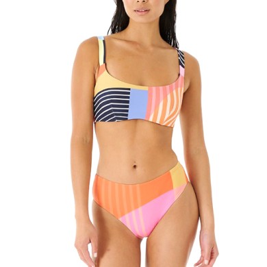 Rip Curl Womens Bikini Day Break Mid Rise Good Pant & Long Line Bandeau Top WOMEN